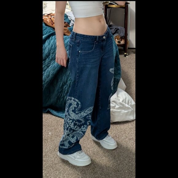 Dark Blue Denim Snake Jeans - Picture 5 of 5